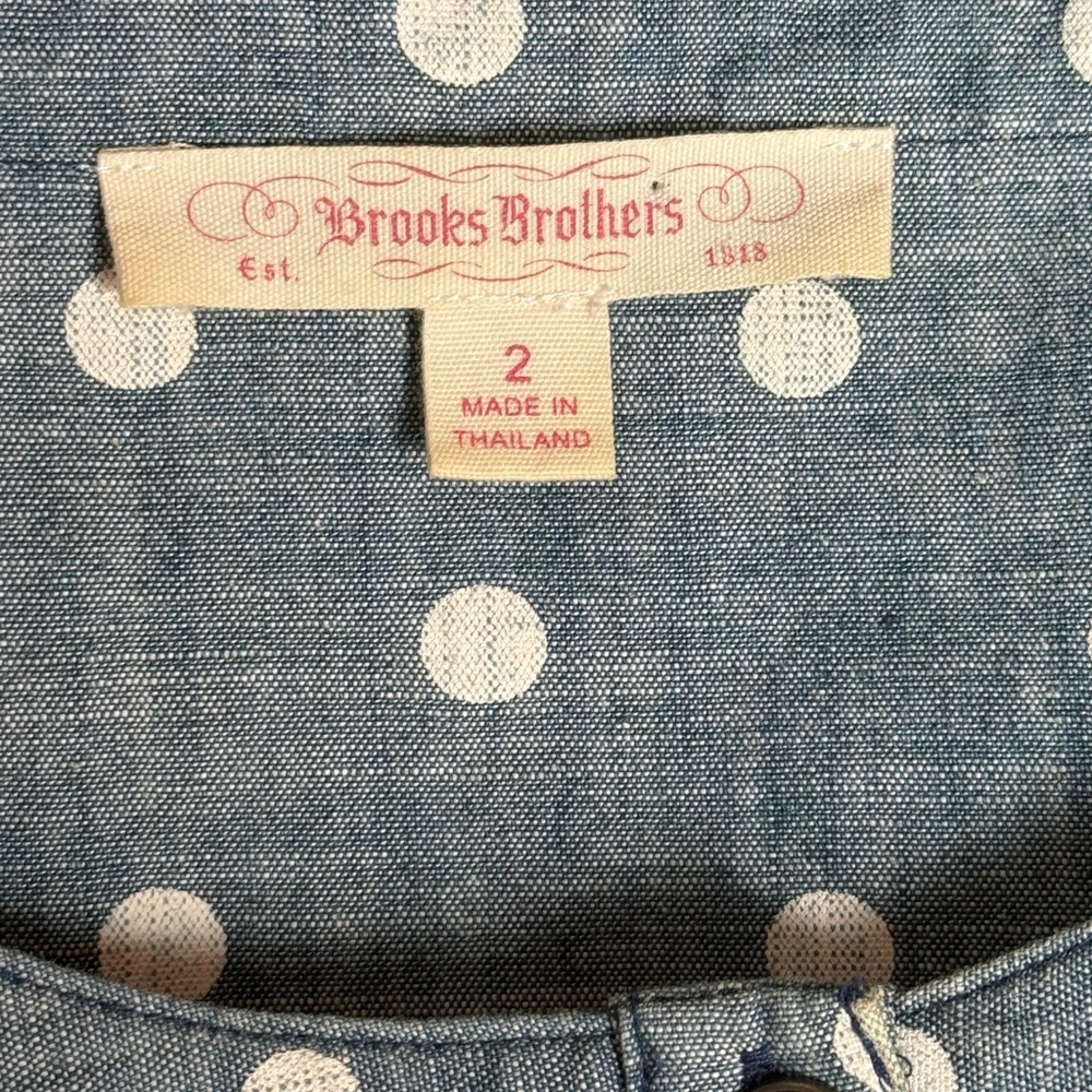 Brooks Brothers Polka Dot Chambray Shirt Dress Size 2
Blue Cotton Casual - Picture 15 of 16